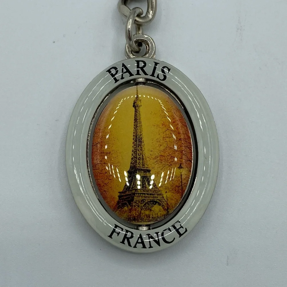 Paris France Silver Spinning Keychain - Picture 3 of 6